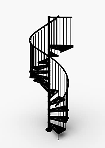 Mister Step Escalera de caracol Exterior Zink para exteriores, 13 peldaños, altura total 273 – 299 cm (negro, 140)