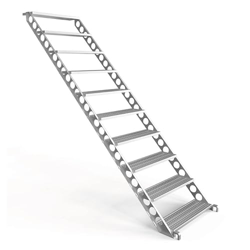 Scafom-rux Scala esterna in Ferro - [10 Gradini] Scala per esterno - 2 metri di Altezza, 80 cm di larghezza, 45 gradi - Scale in Acciaio per ponteggi e Giardini - Scale per esterni in Acciaio