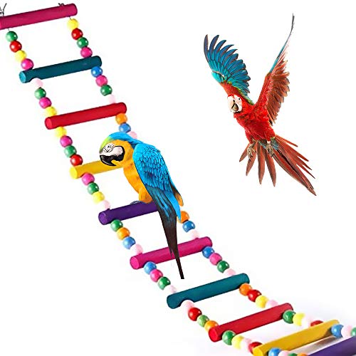 MEISO 74 x 10 cm juguetes para pájaros para loro escalera, columpio, entrenamiento arco iris puente para loros, periquitos africanos grises conures cacatúas, agapornis, ninfas.